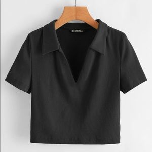 Shein plus size collard rib knit crop top